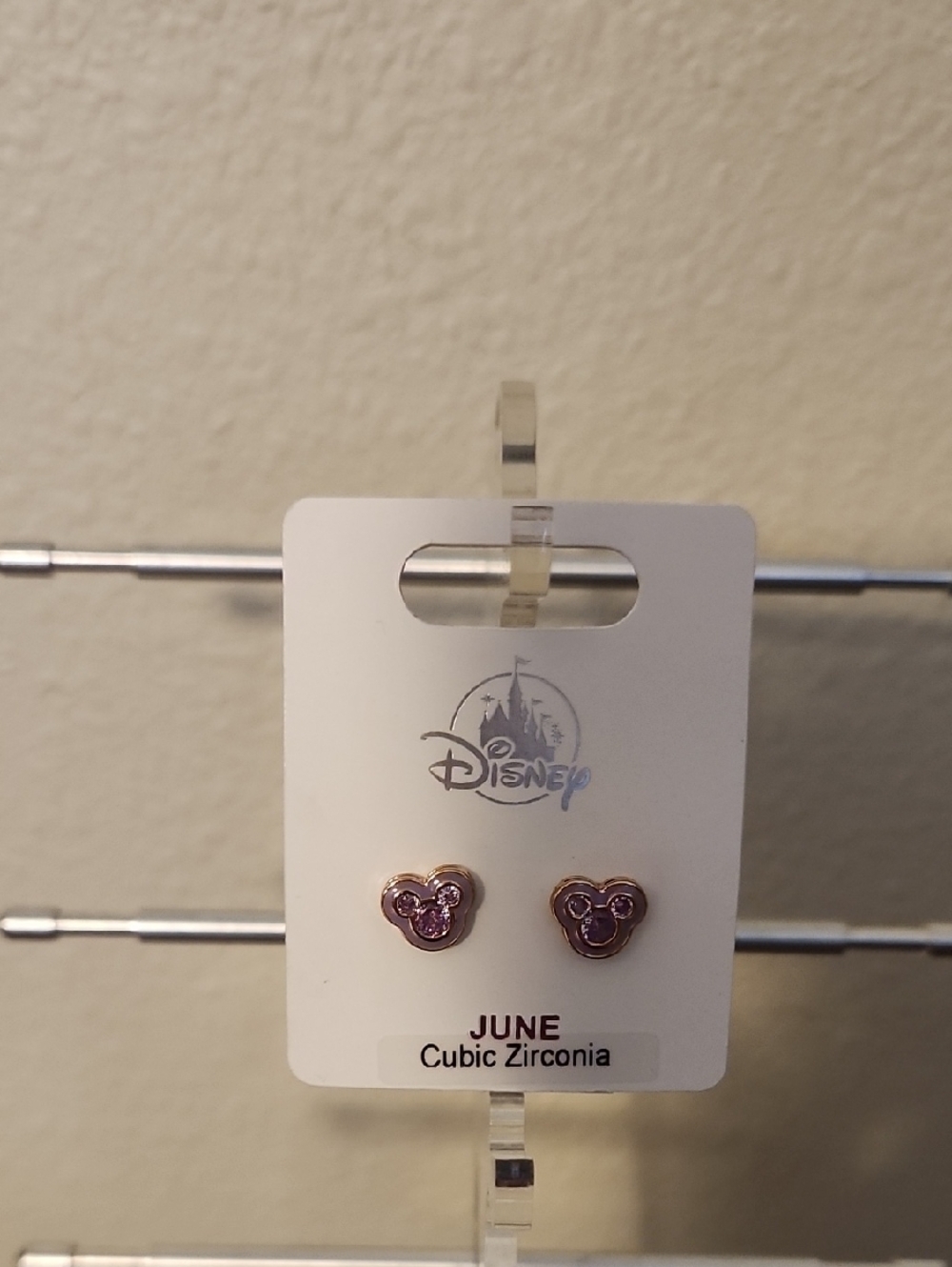 Disney Rose Gold Mickey Stud Earrings with Pink Stones